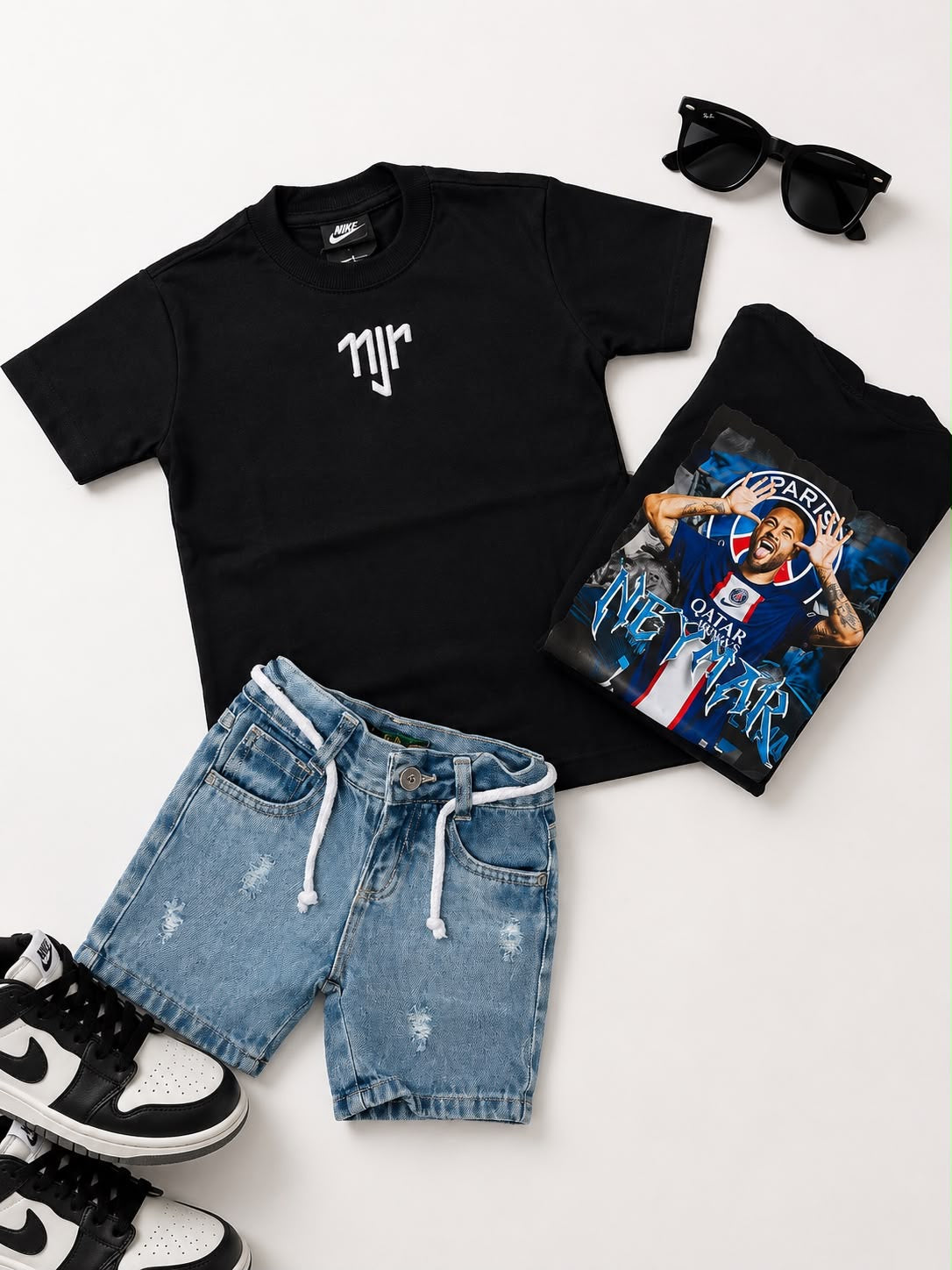 Conjunto Ney - bermuda jeans + camiseta