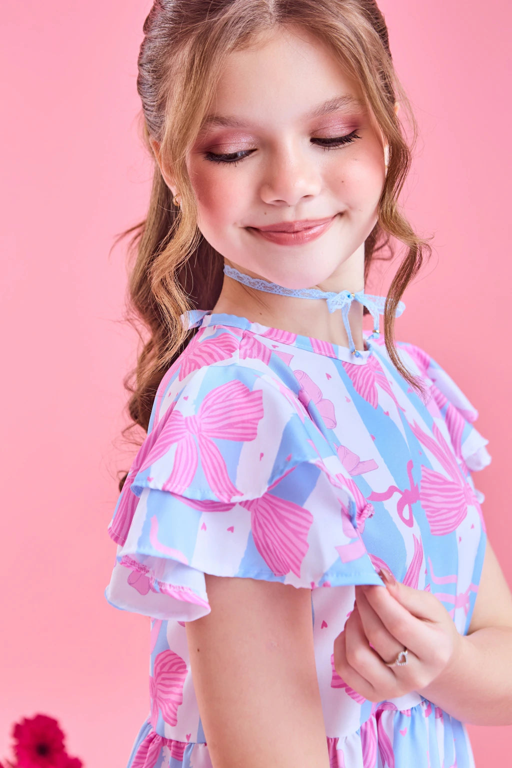 VESTIDO SORAIA LAÇO ROSA