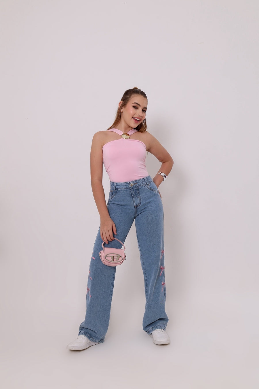 Calça Wide Leg Laços