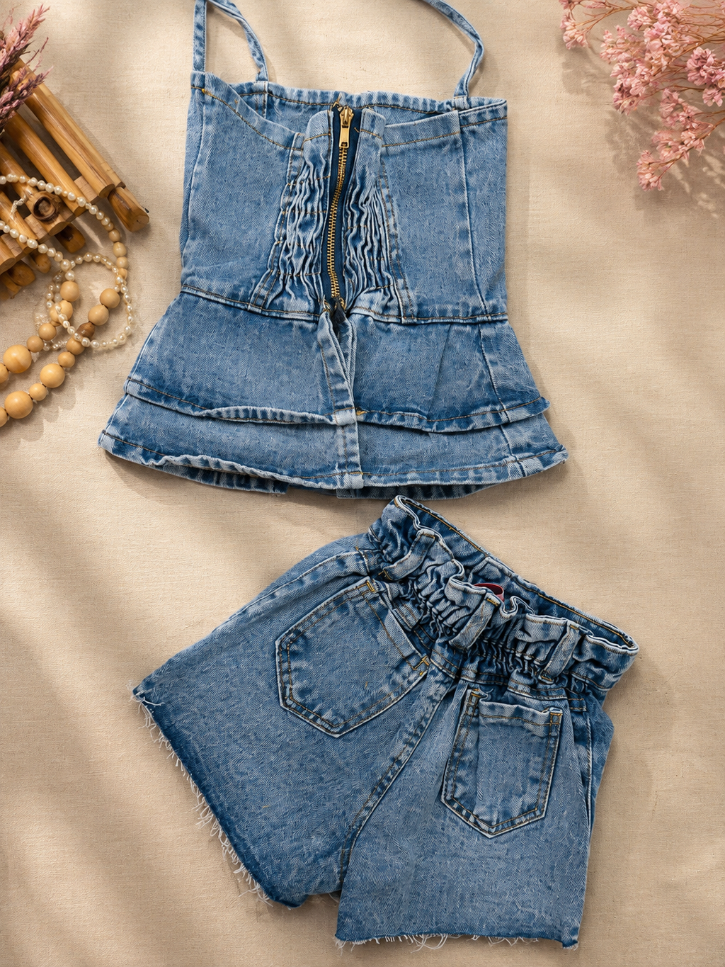 Conjunto jeans -Short + Blusa