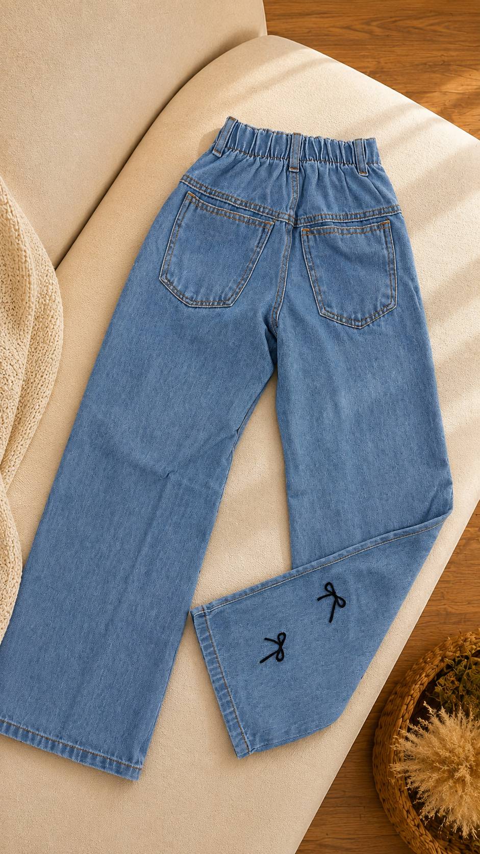 CALÇA JEANS LAÇOS bordados ( clara )