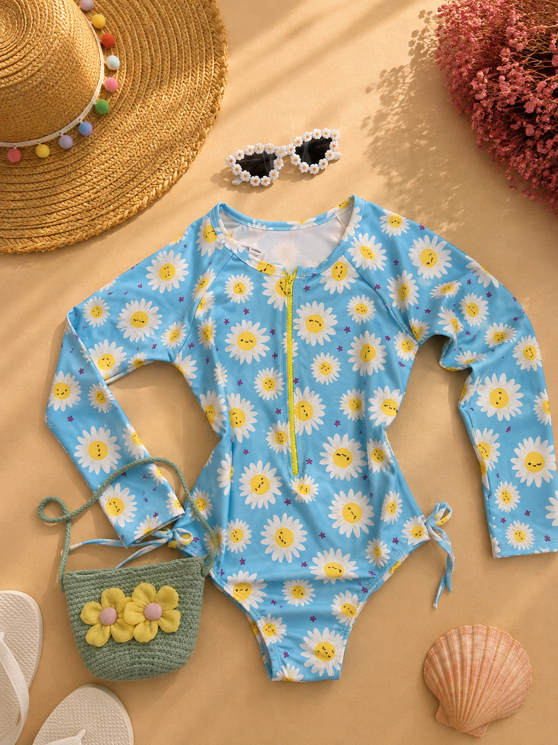 Maiô Infantil Margaridas 🌼💙