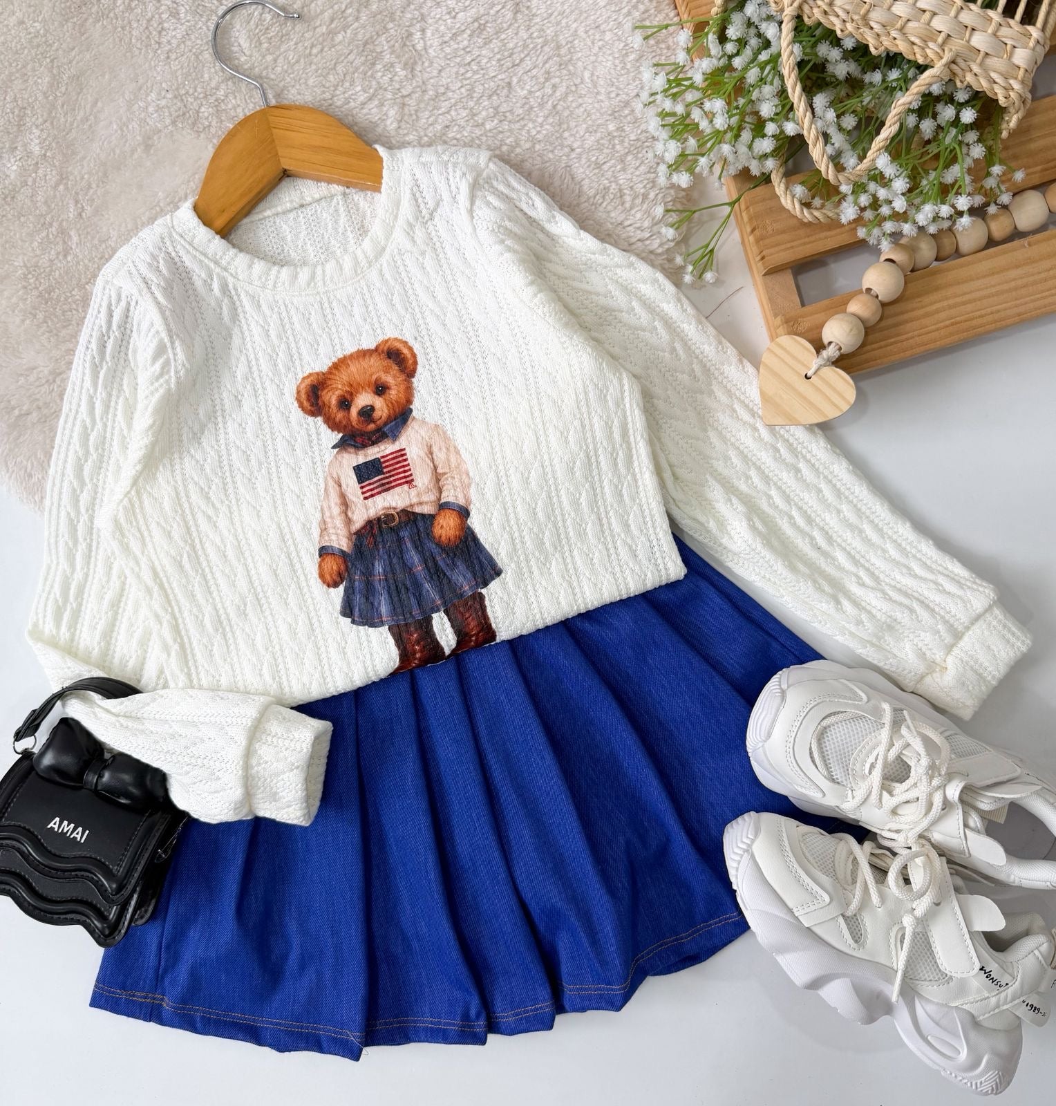 Conjunto tricô Ursinho Clara