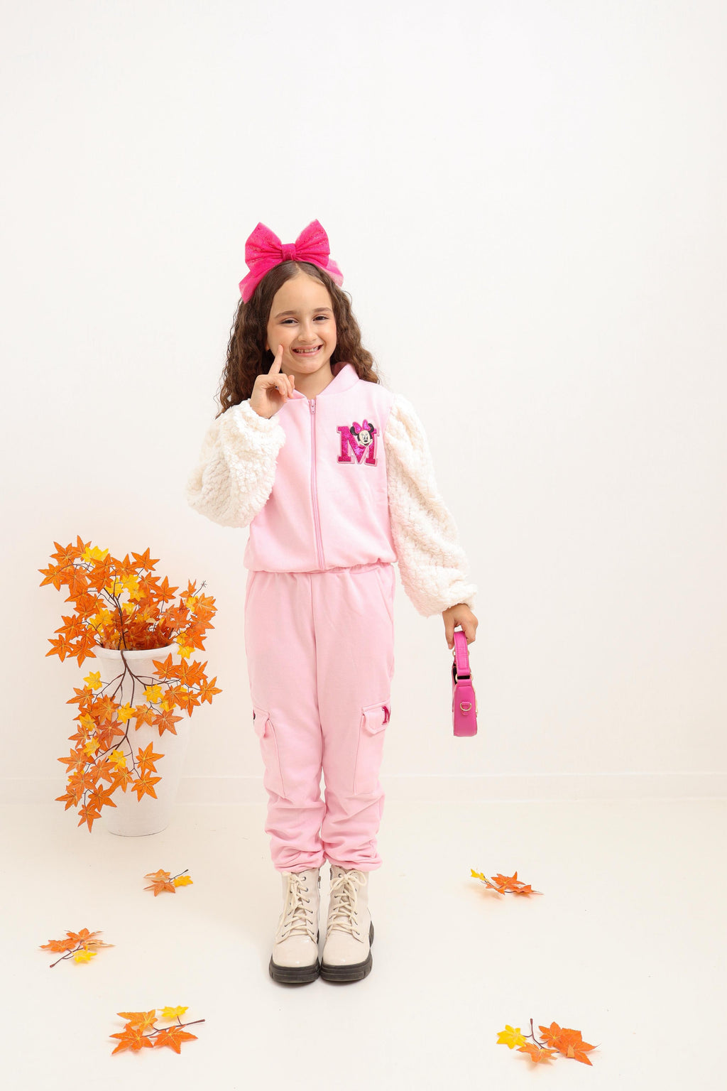 Conjunto Moletom de zíper MINNIe rosa