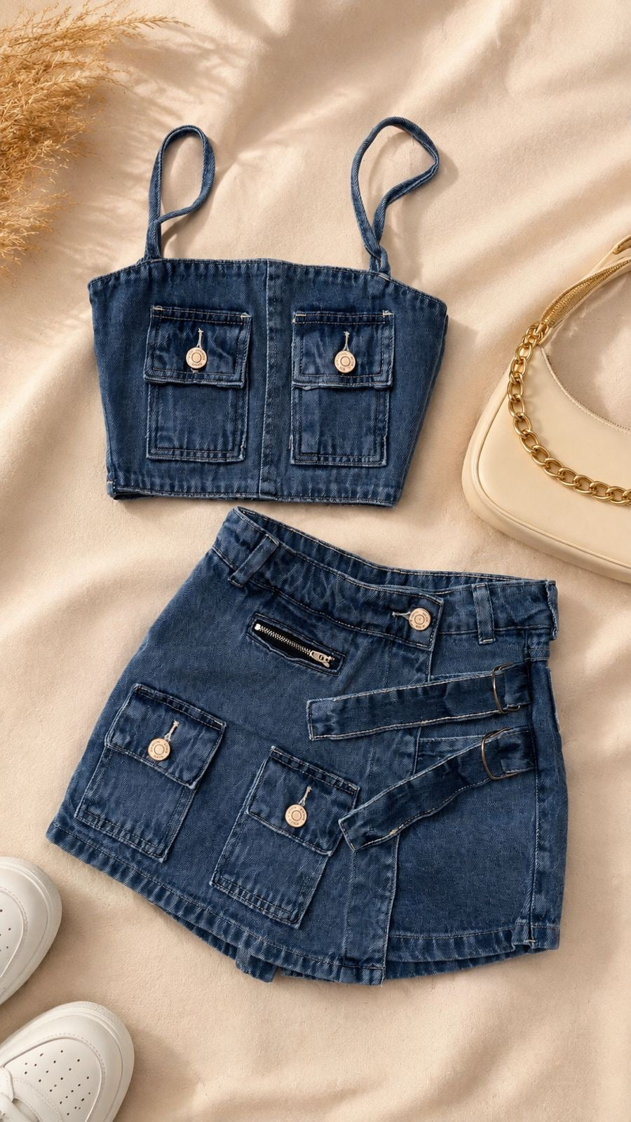 Conjunto Jeans Short-Saia Fivela | Cód. 0010