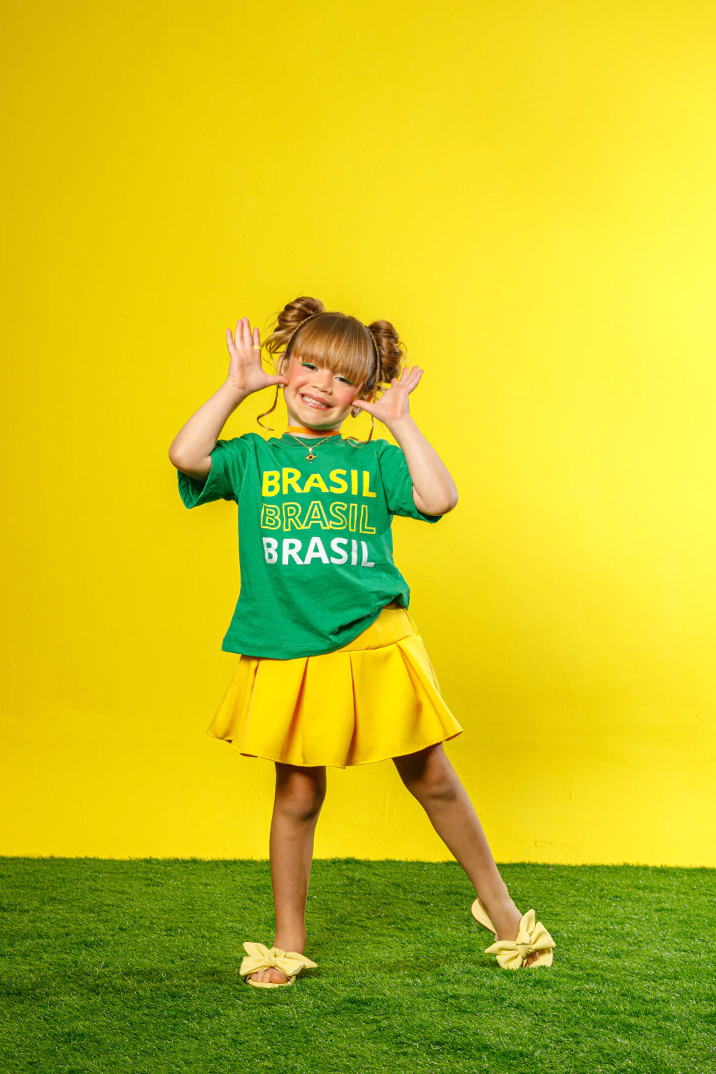 Conjunto brasil- saia com short por baixo