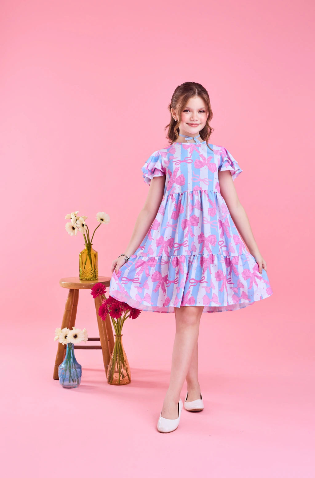 VESTIDO SORAIA LAÇO ROSA