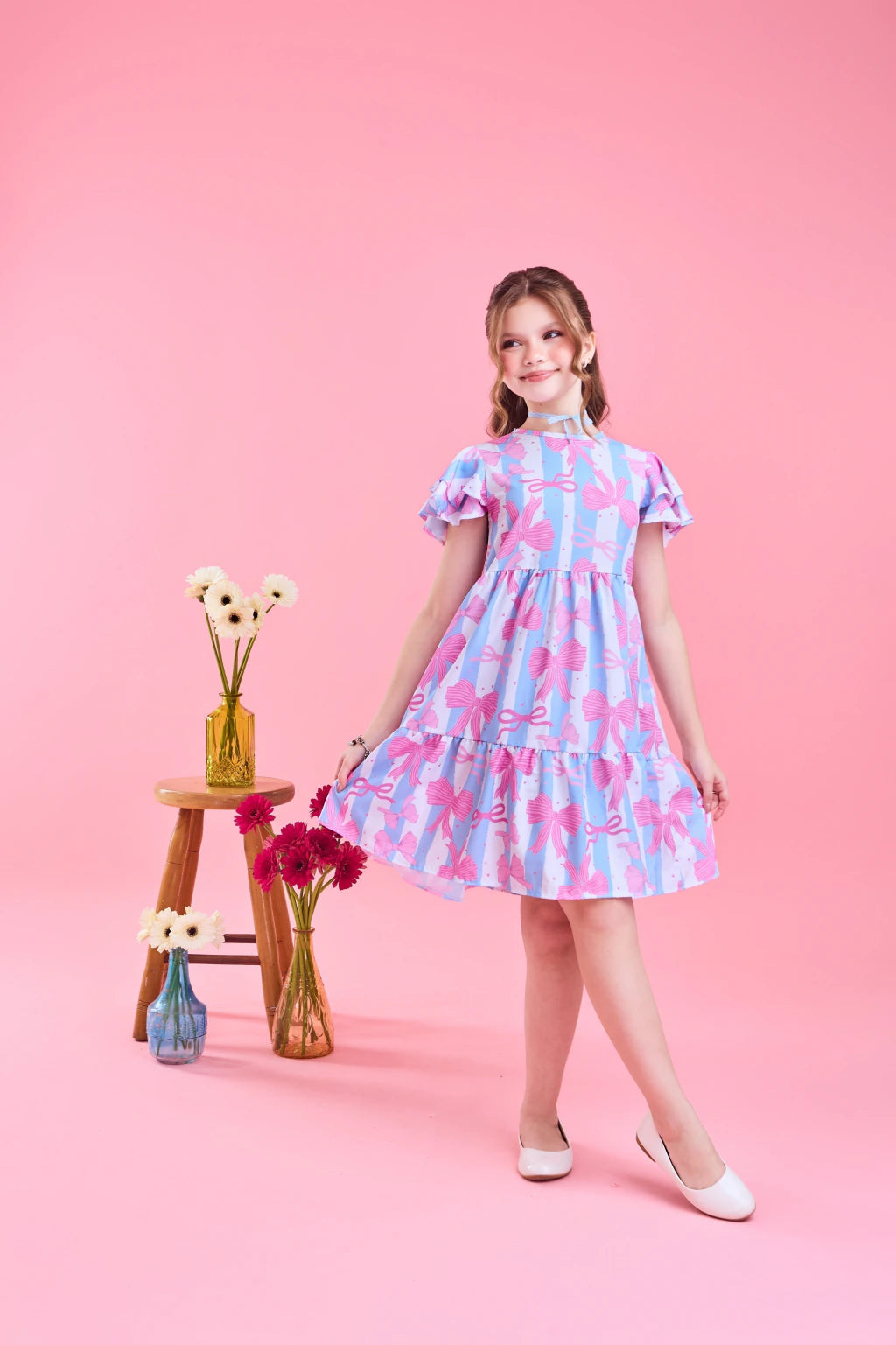 VESTIDO SORAIA LAÇO ROSA
