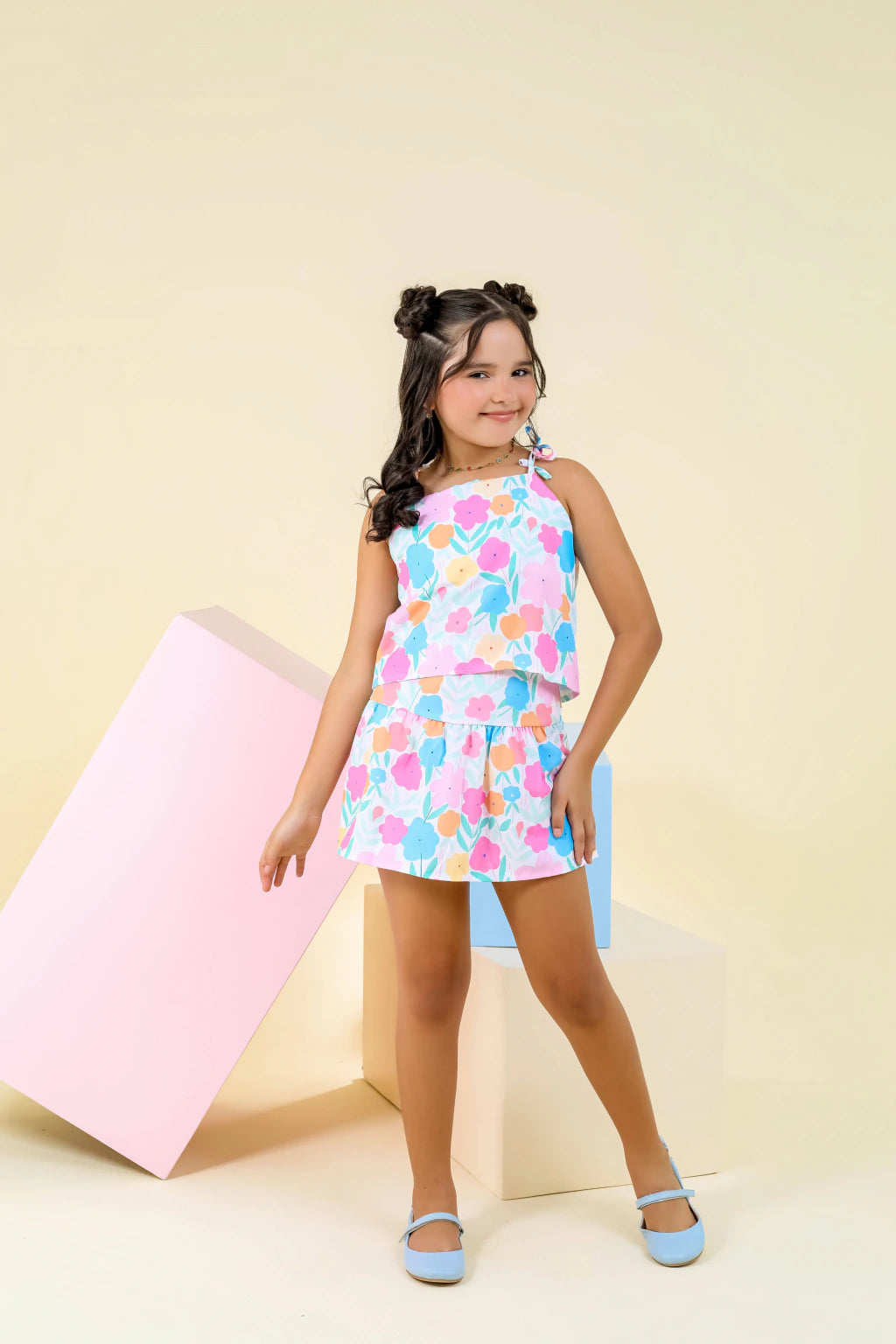 CONJUNTO PAMELA FLORAL - short saia
