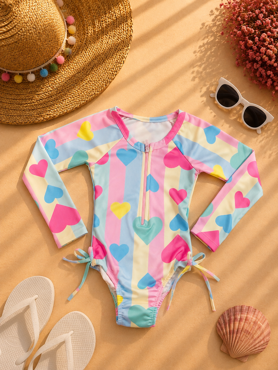 Maiô Infantil Corações Candy 💗💙