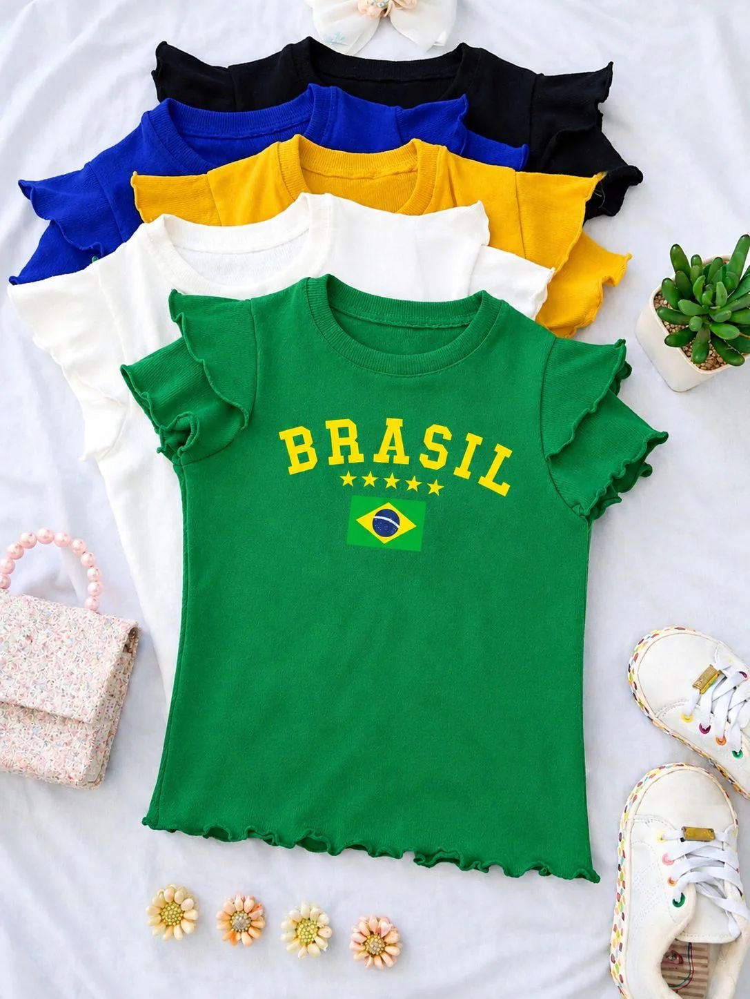 TSHIRT verde MANGA DUPLA BRASIL bandeira