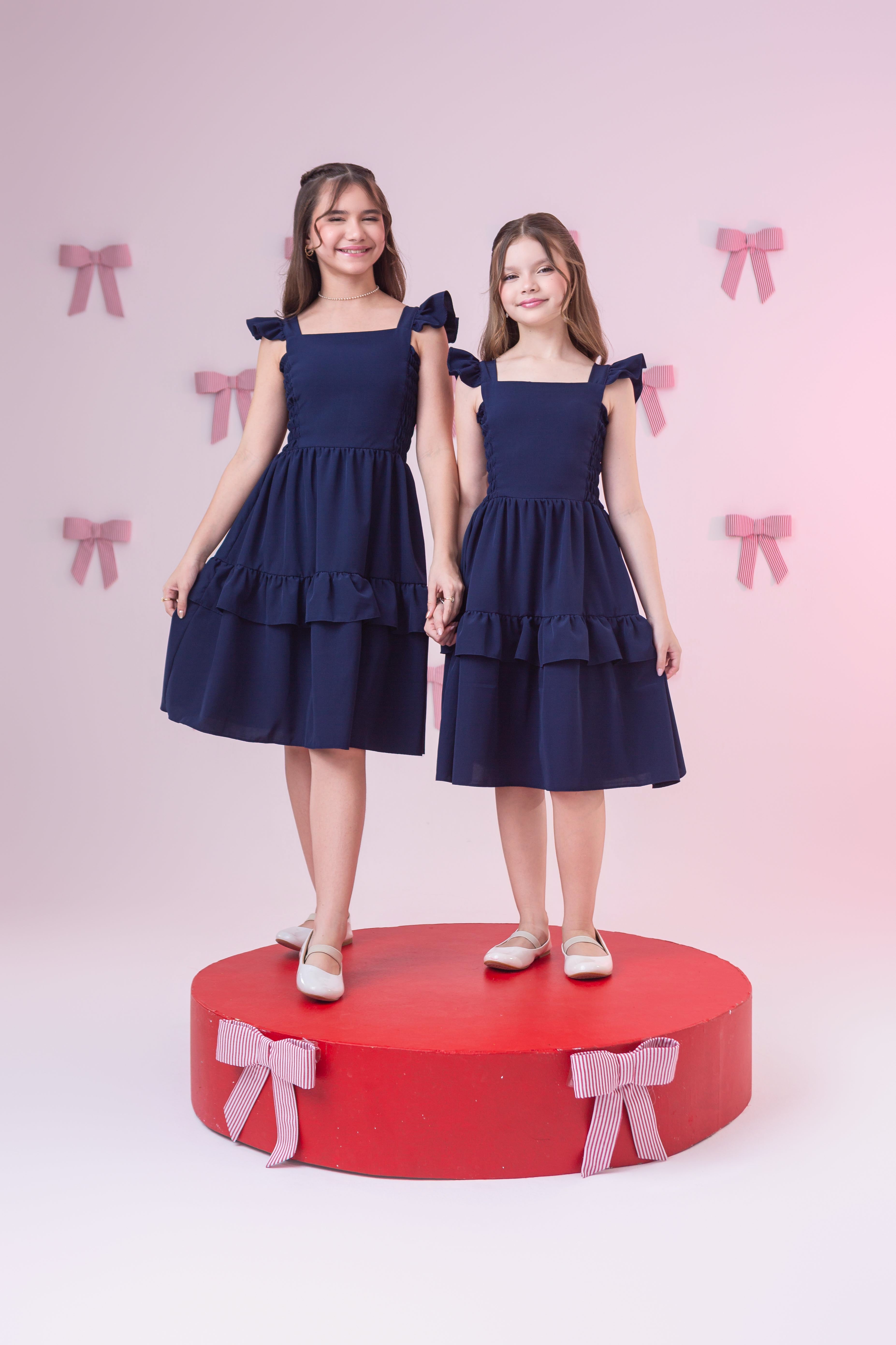 Vestido elastec babadinho AZUL MARINHO