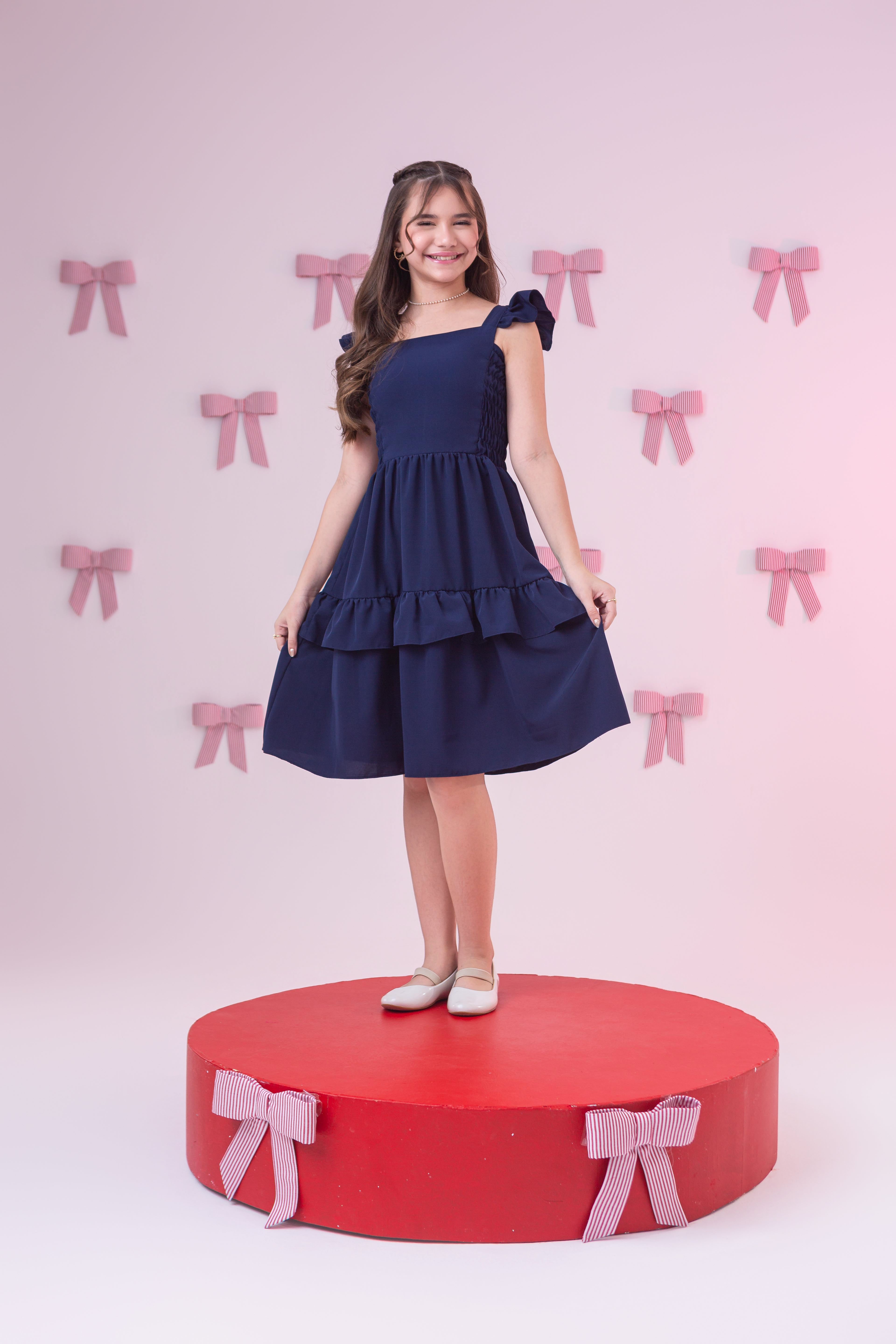 Vestido elastec babadinho AZUL MARINHO