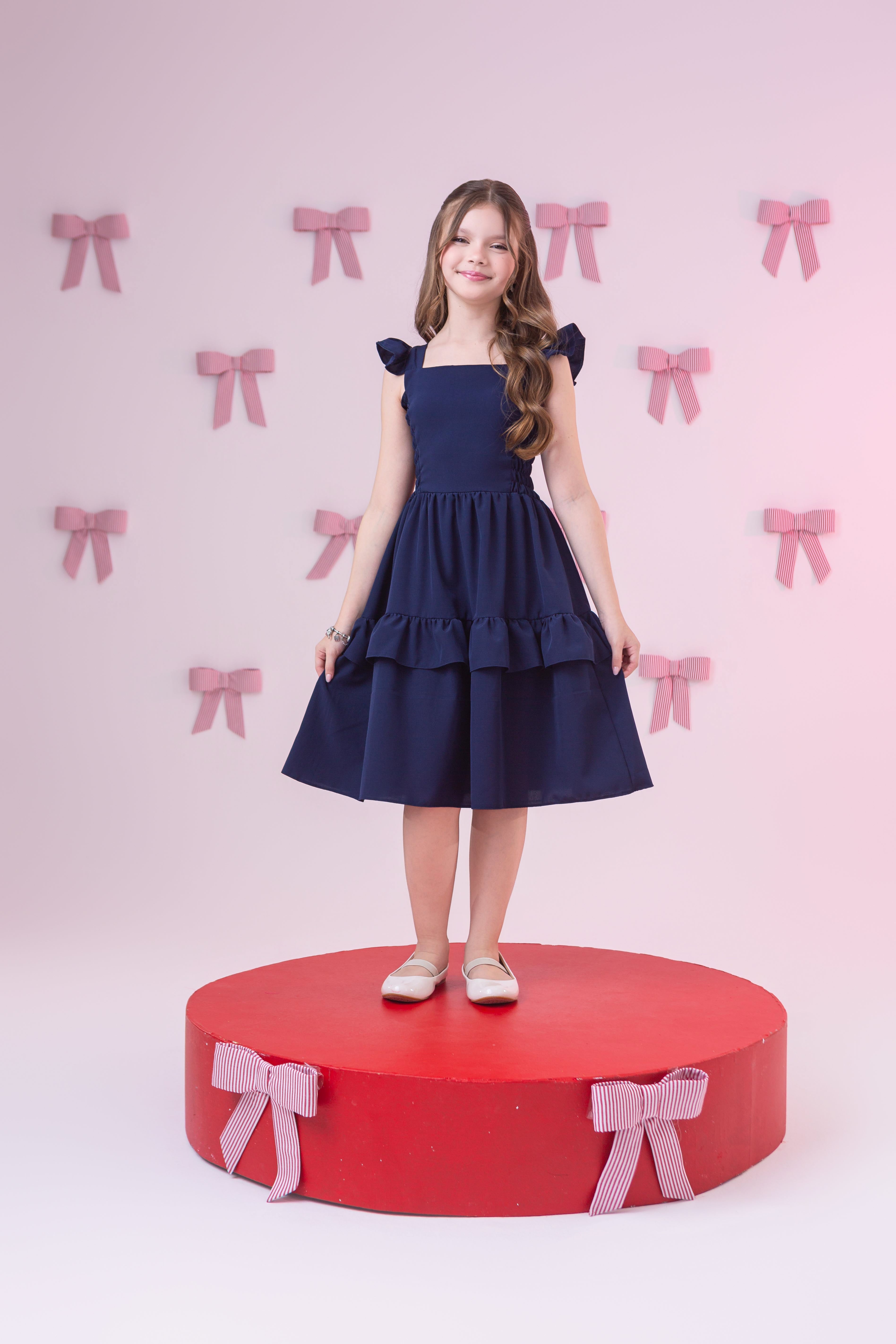 Vestido elastec babadinho AZUL MARINHO