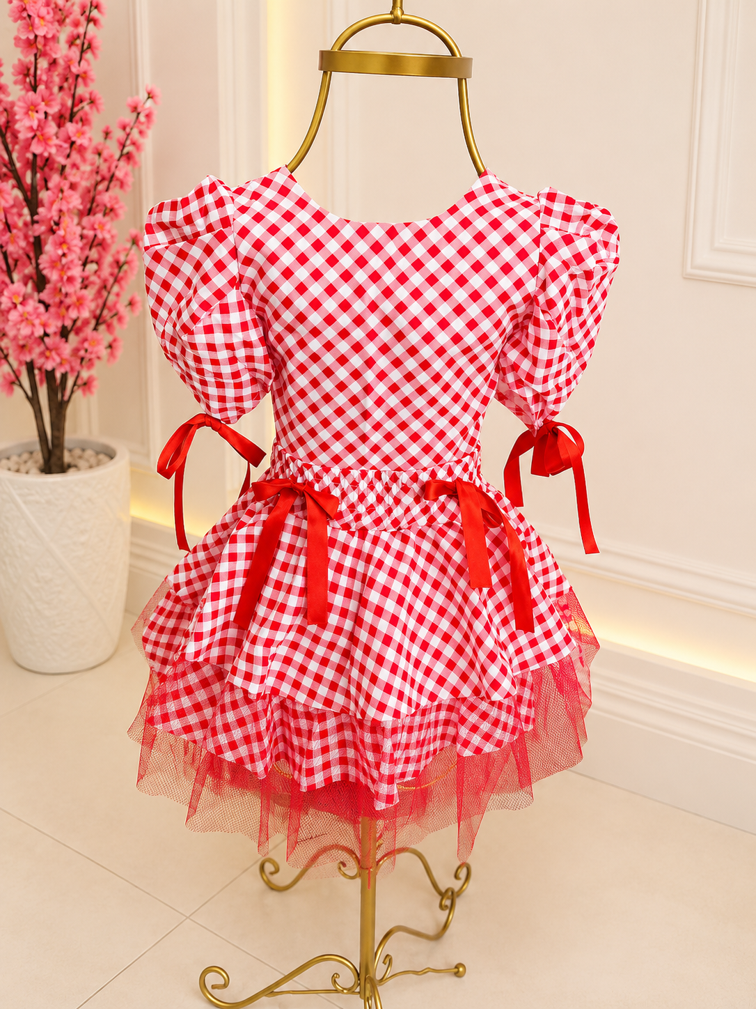 CONJUNTO ARRAIÁ ENCANTO VERMELHO xadrez