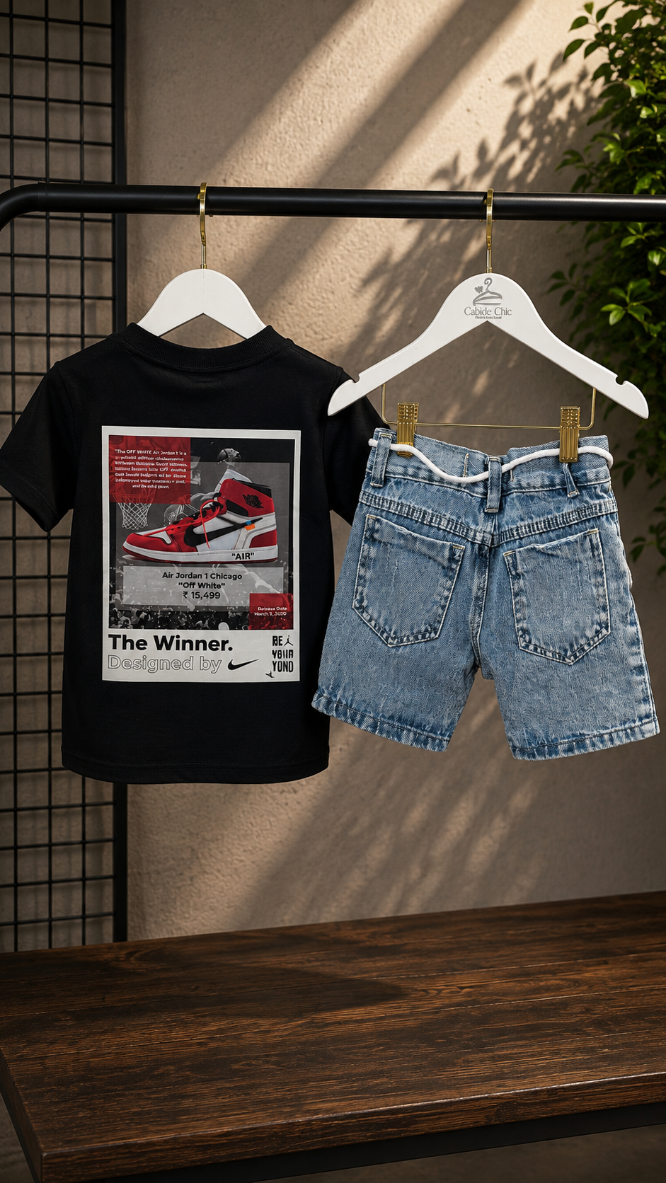 Conjunto Bermuda jeans + Camiseta Malhão Air Jordan
