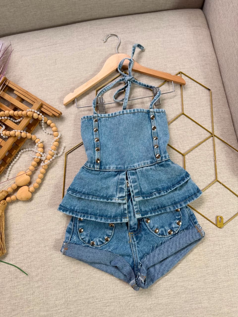 Conjunto jeans -Short + Blusa