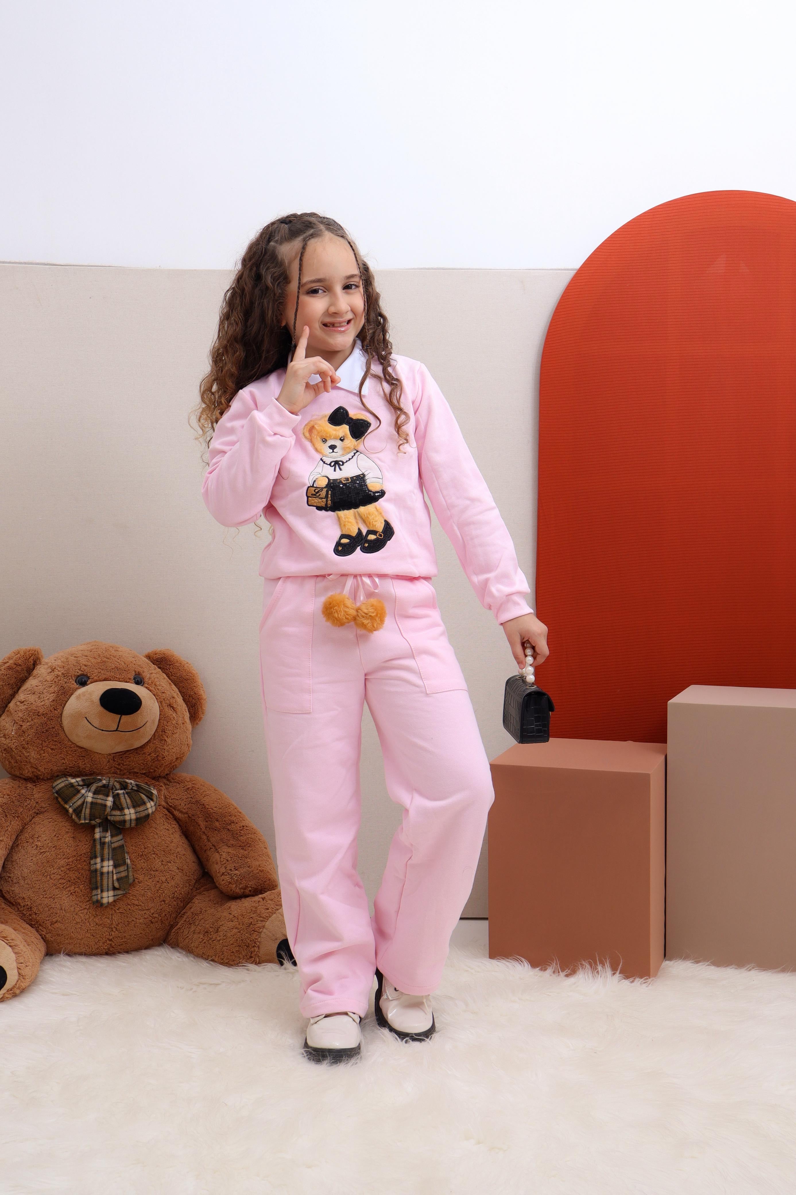 Conjunto tendência ursa rosa