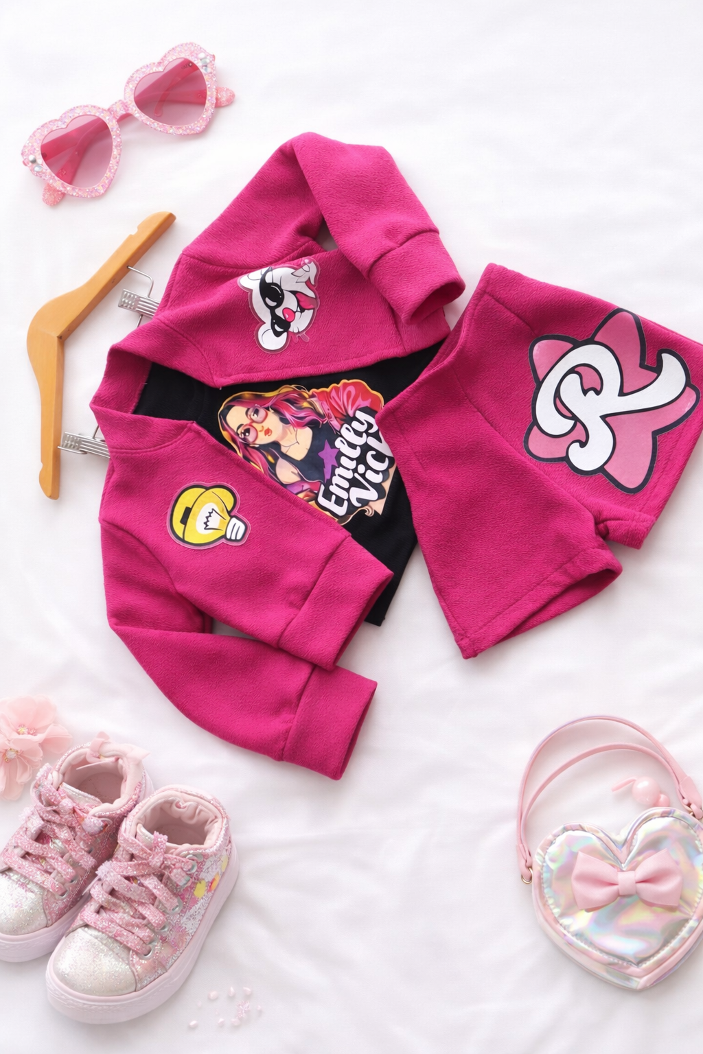 Conjunto bomber + short e 
blusa Emilly vick