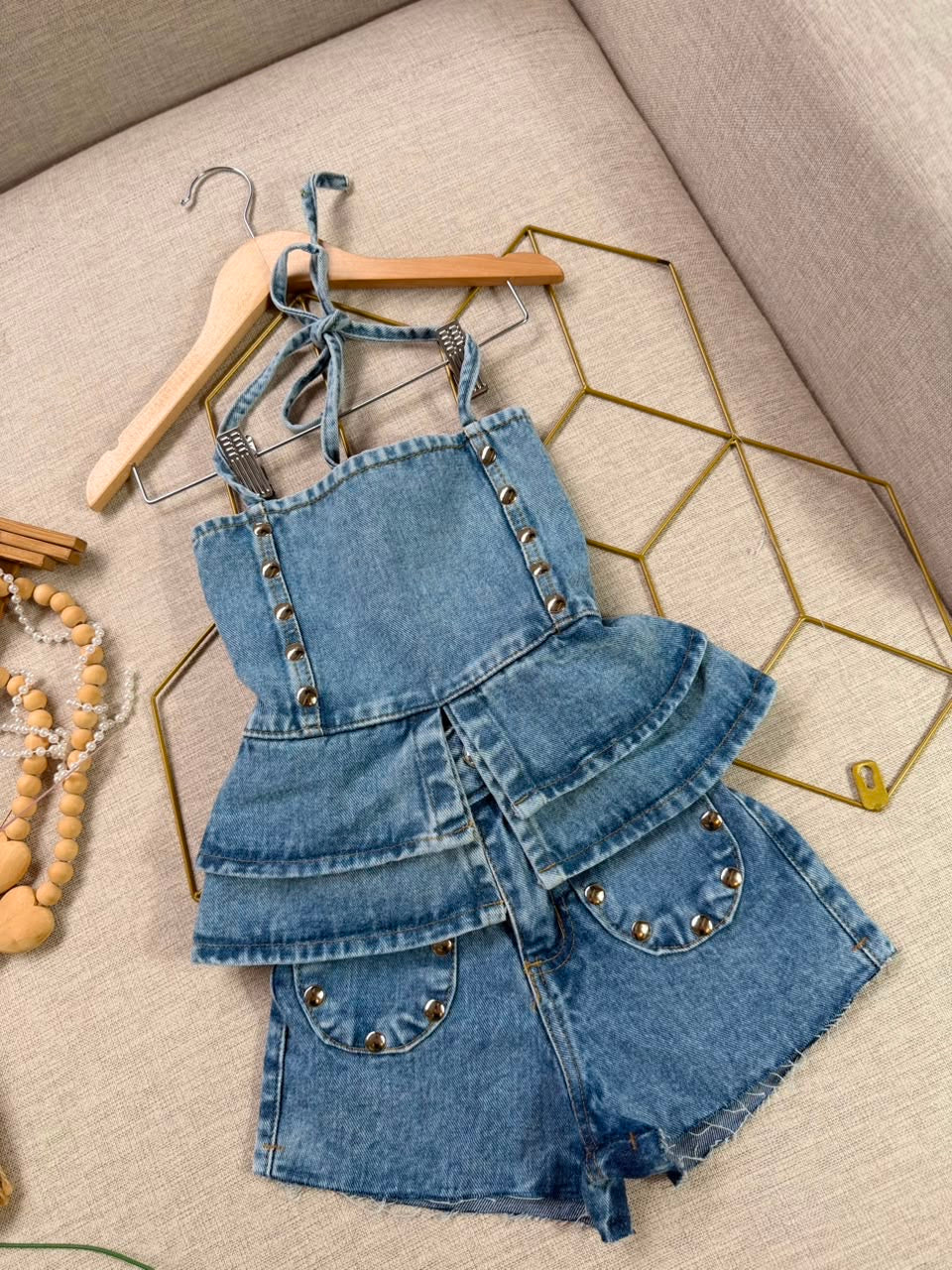 Conjunto jeans -Short + Blusa