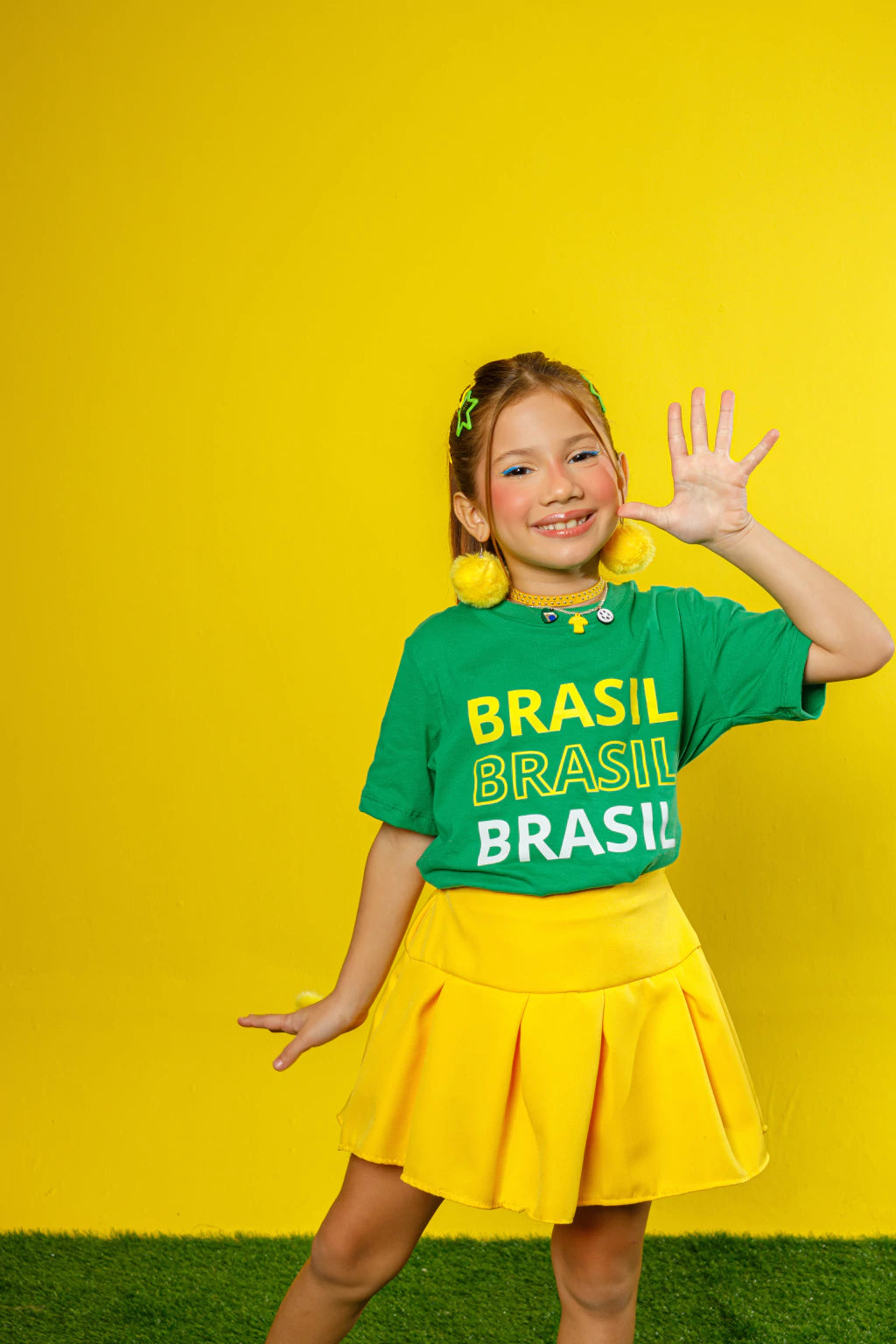 Conjunto brasil- saia com short por baixo
