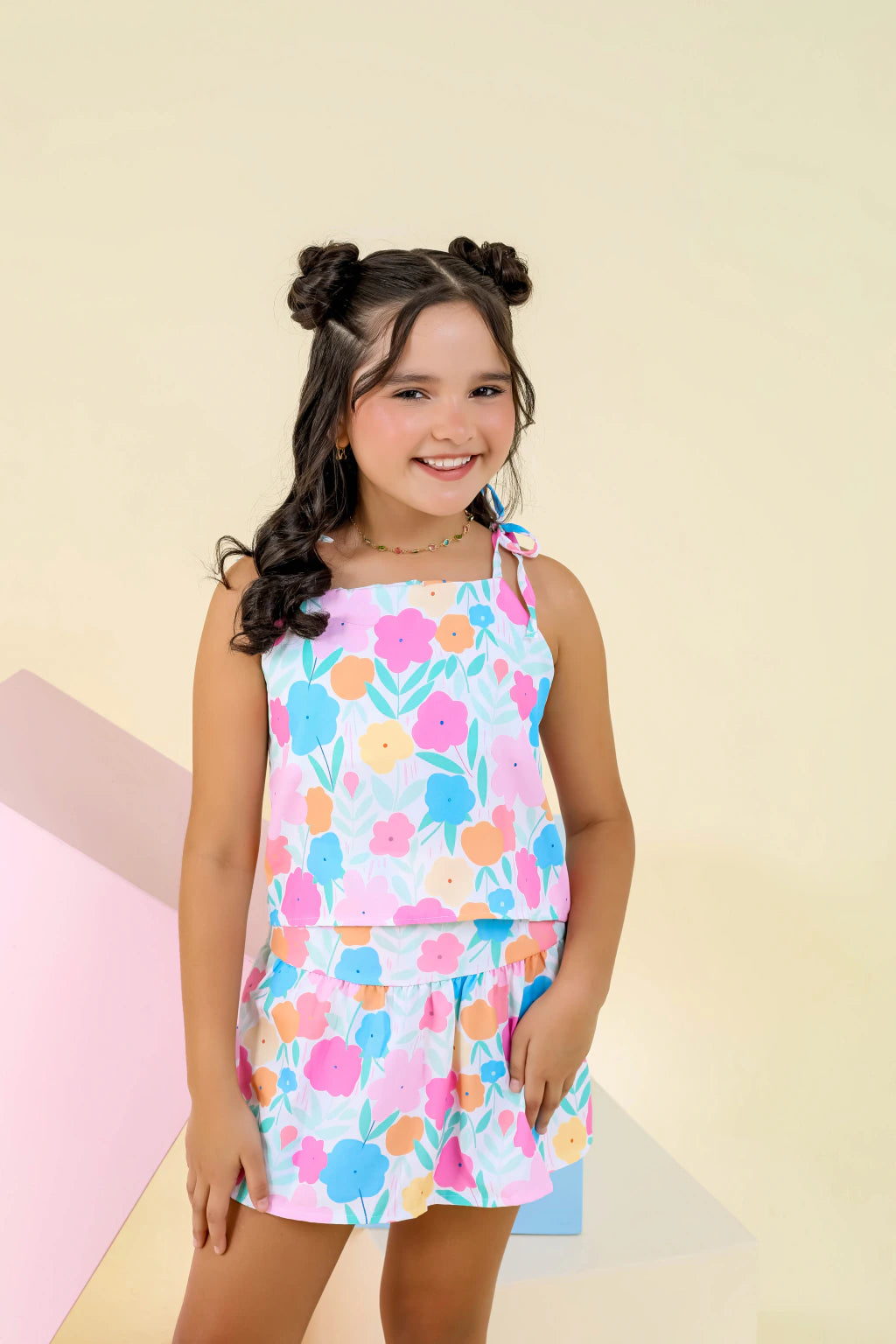 CONJUNTO PAMELA FLORAL - short saia