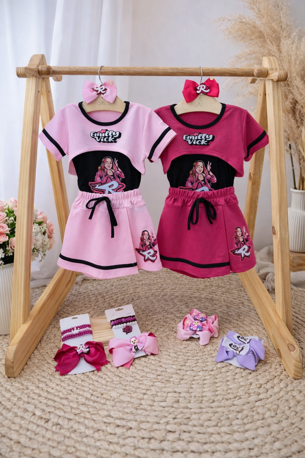 Conjunto Emilly 3 Peças 
( Short saia ) Pink