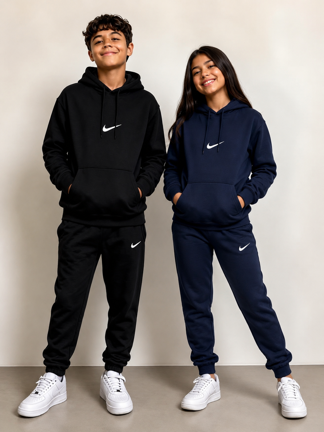 Conjunto Moletom Nike - com elástico regulável na cintura Flanelado- (azul)