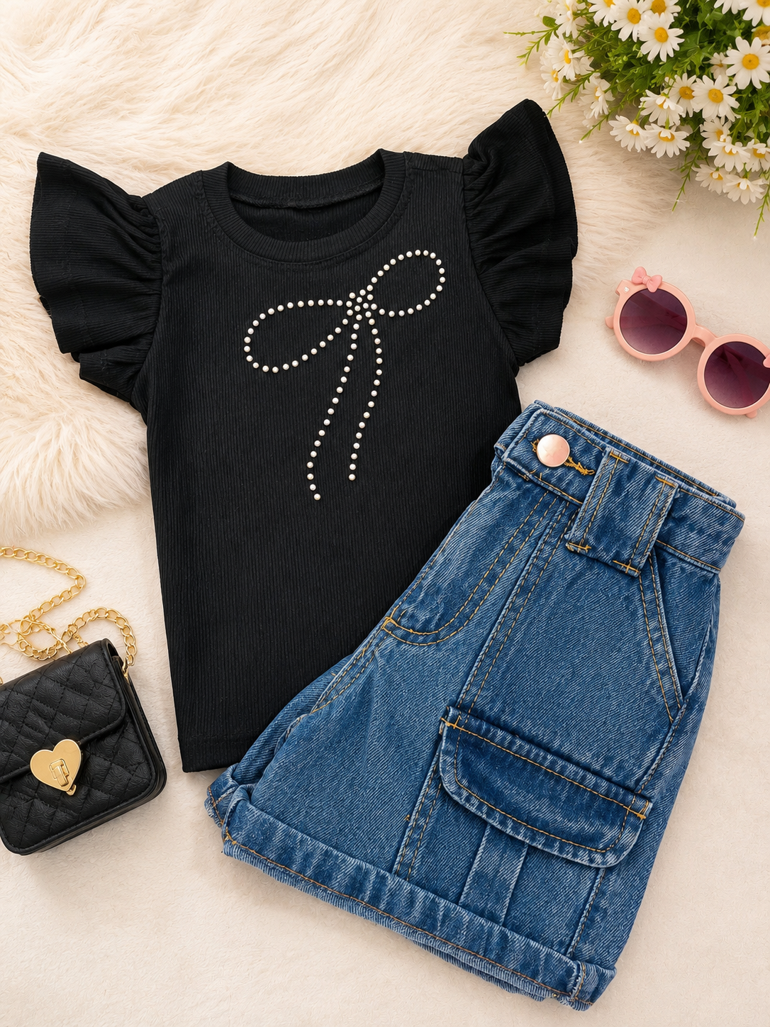 Conjunto - T-shirt + bermudinha jeans