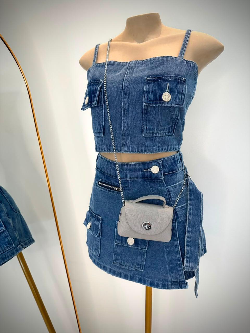 Conjunto Jeans Short-Saia Fivela | Cód. 0010