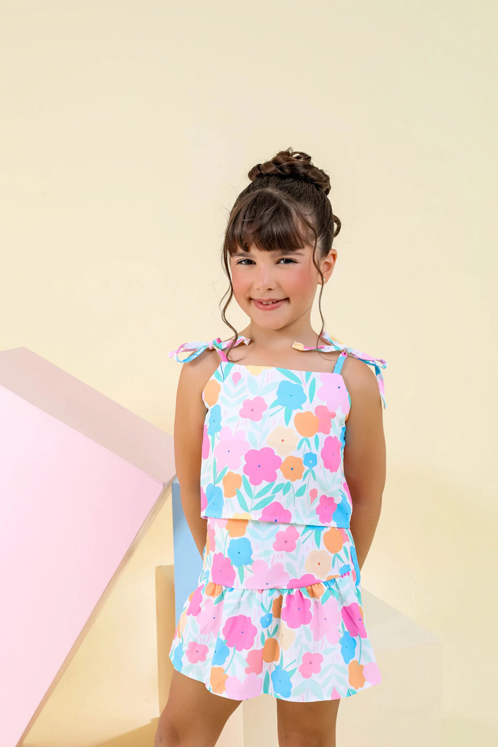 CONJUNTO PAMELA FLORAL - short saia
