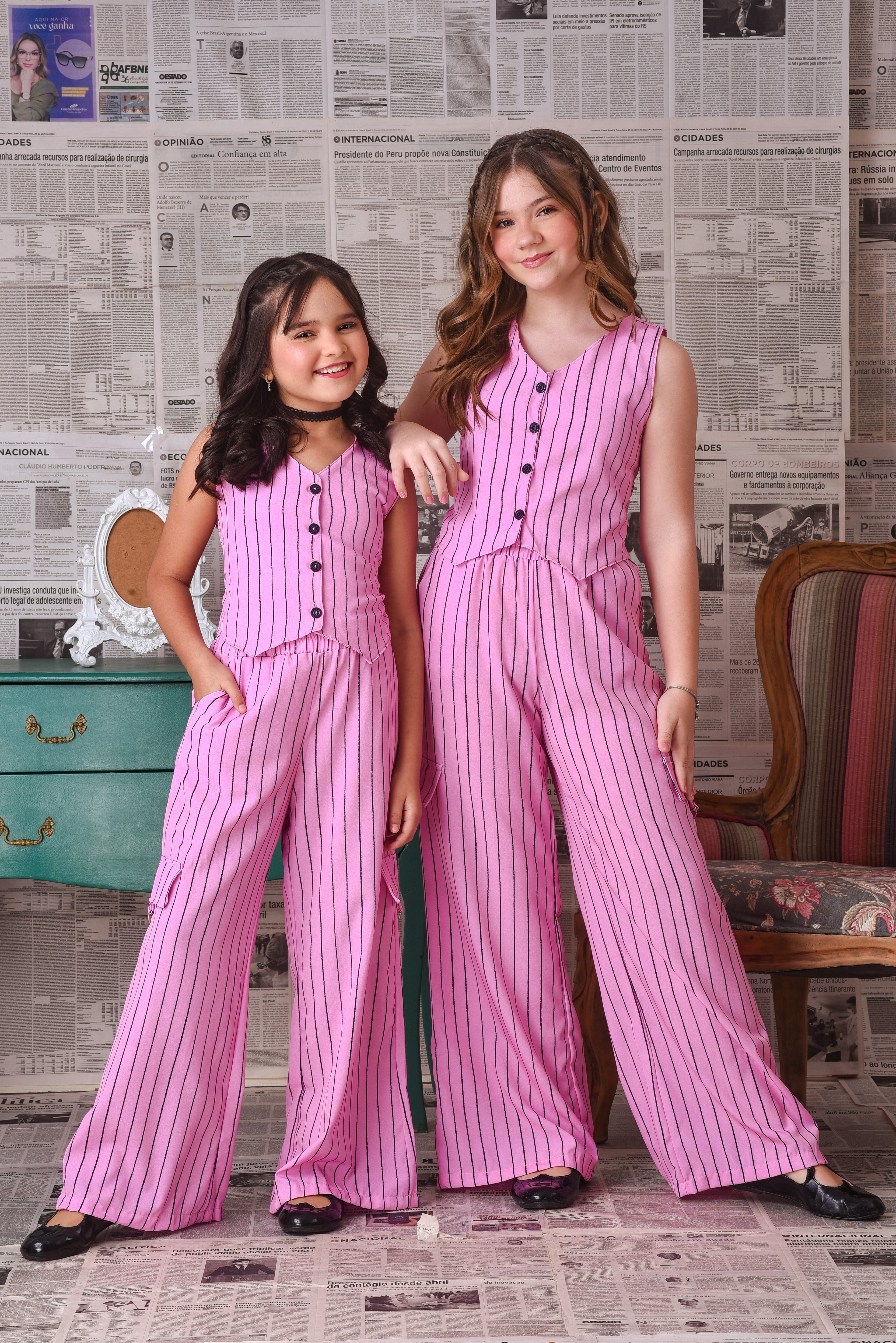 Conjunto risca giz  rosa