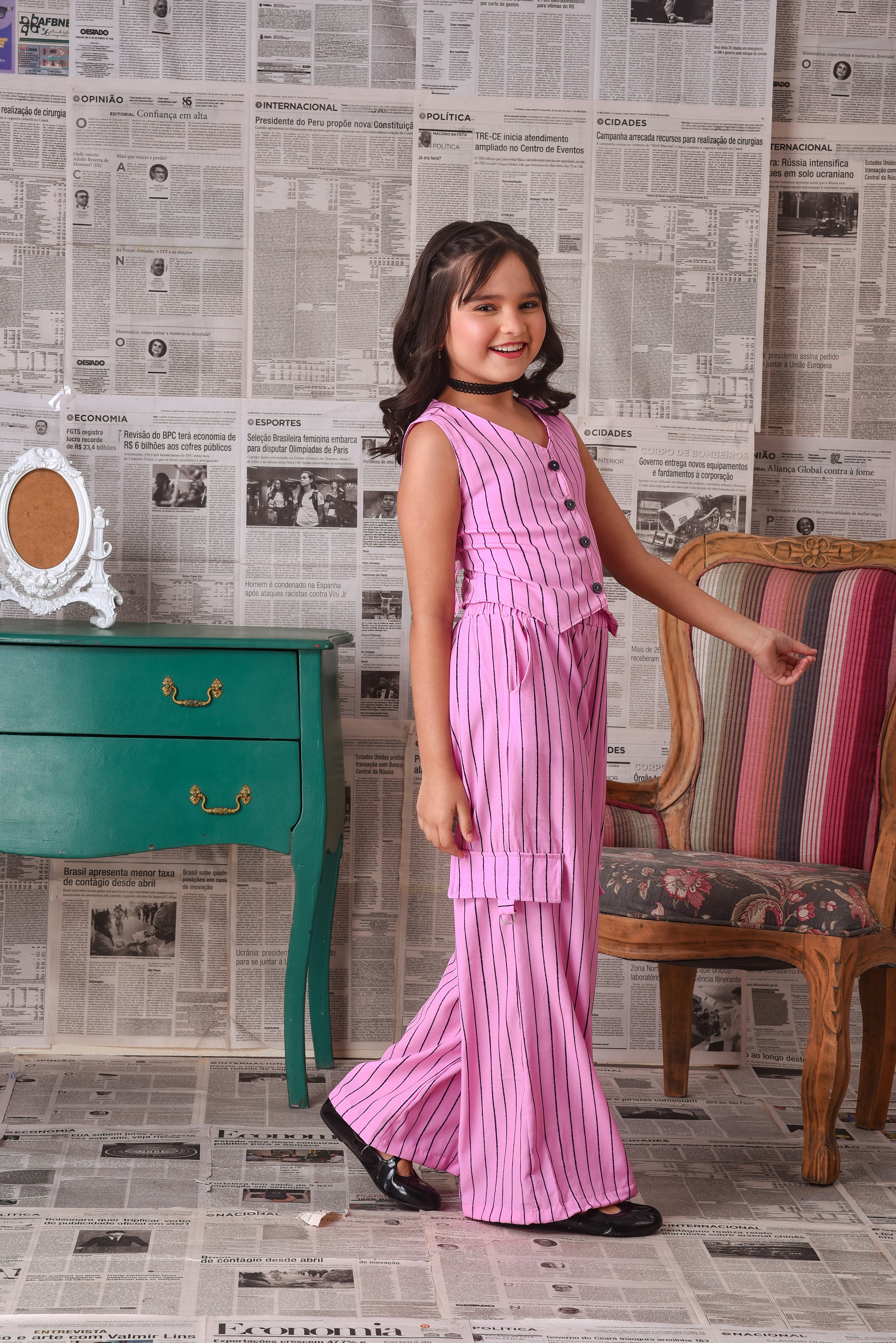 Conjunto risca giz  rosa
