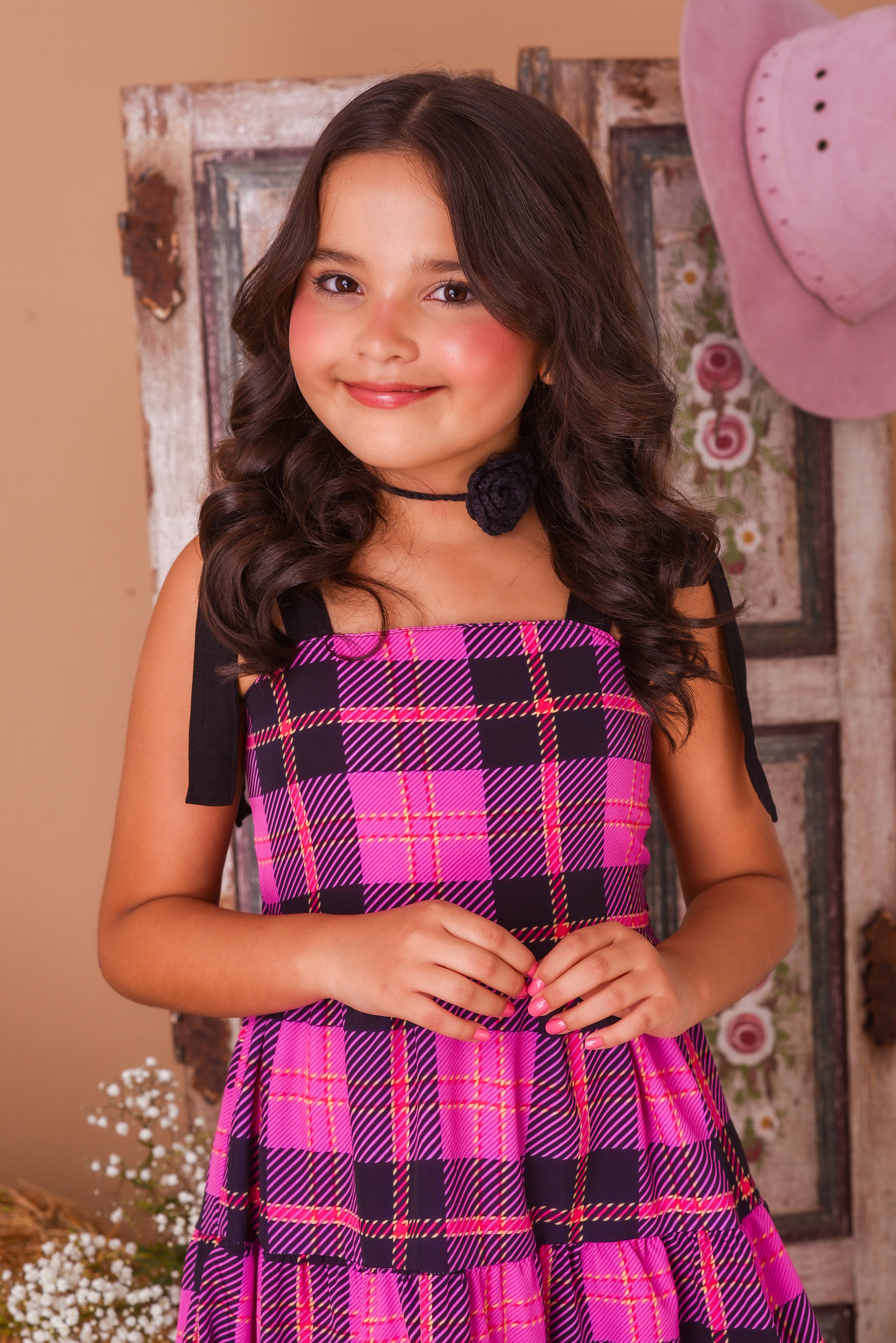 VESTIDO RAYLA ROSA XADREZ