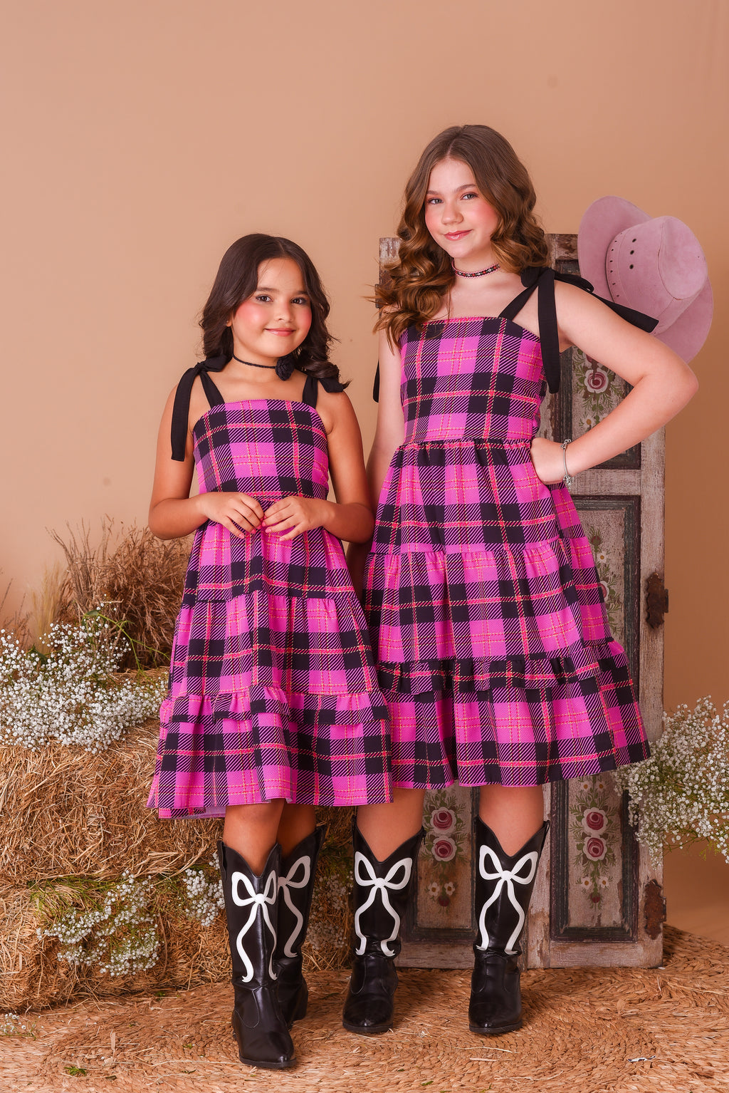 VESTIDO RAYLA ROSA XADREZ