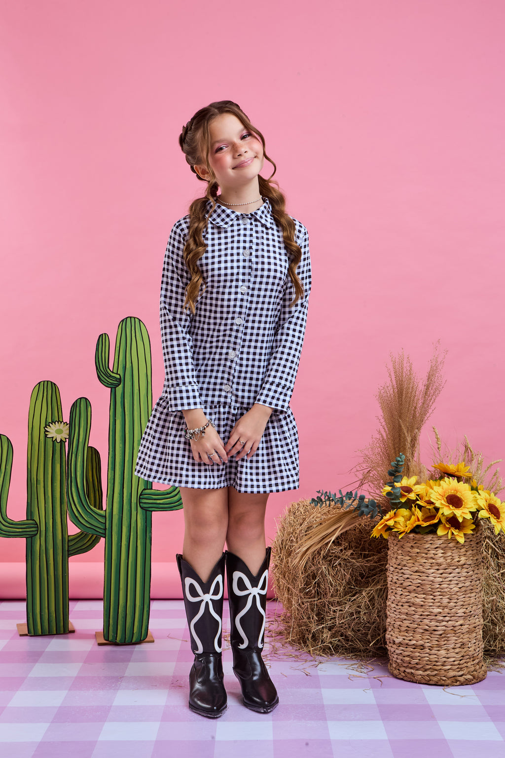 Vestido Jhuly - Preto Xadrez