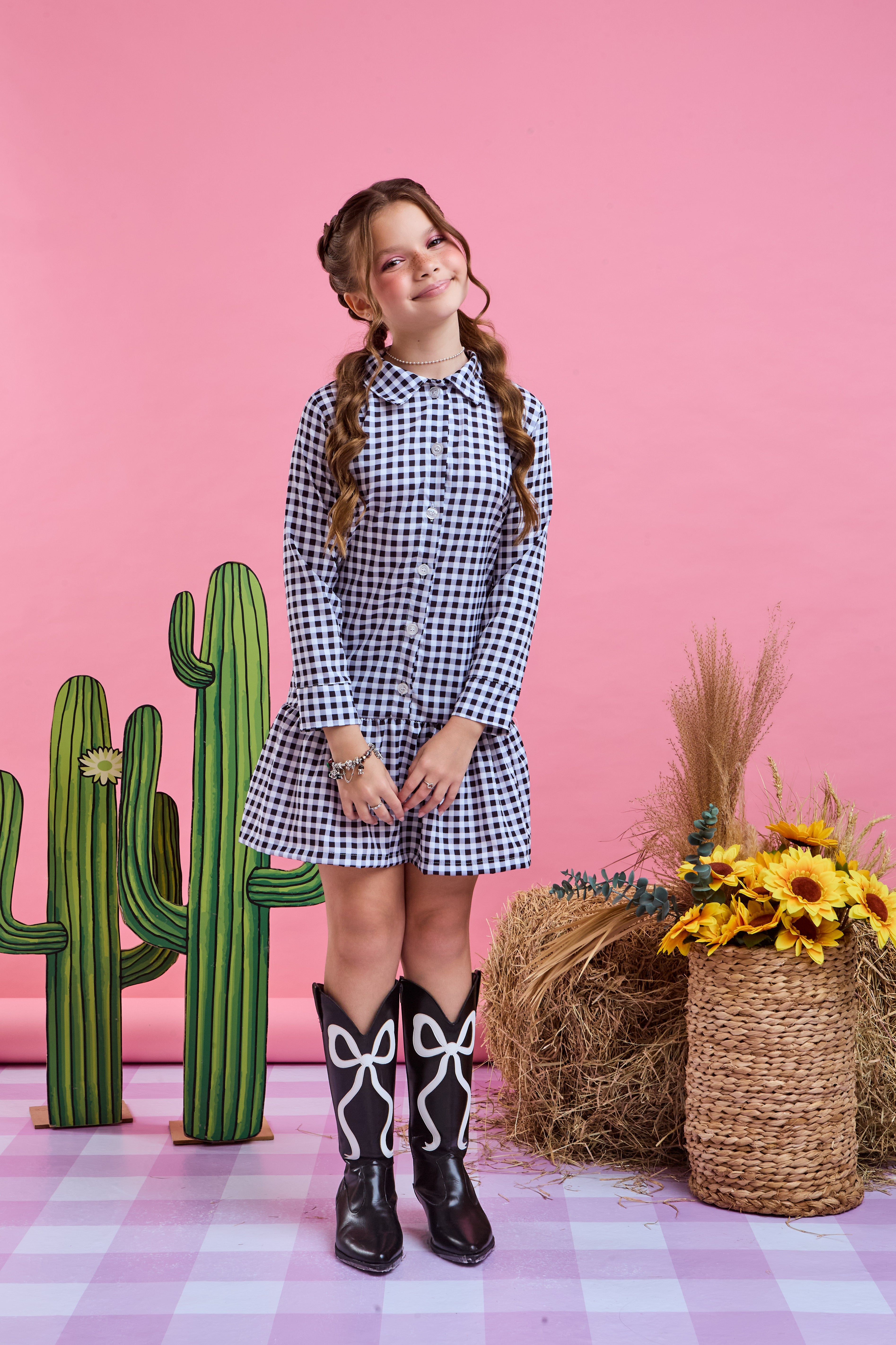 Vestido Jhuly - Preto Xadrez