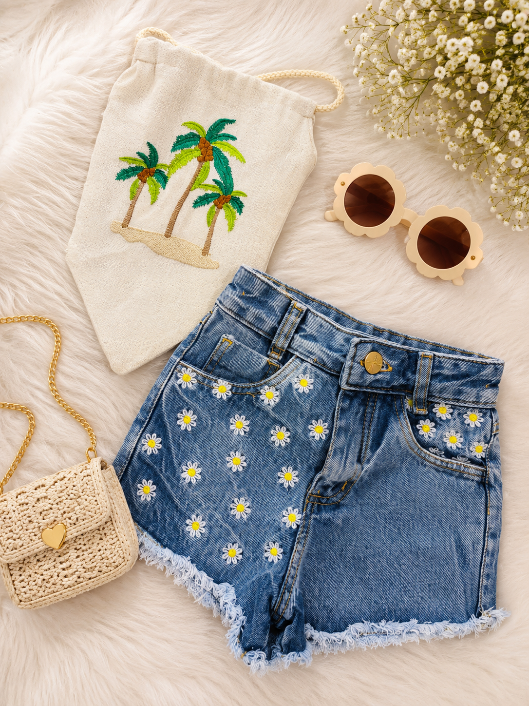 Conjunto - short jeans bordado+ croped