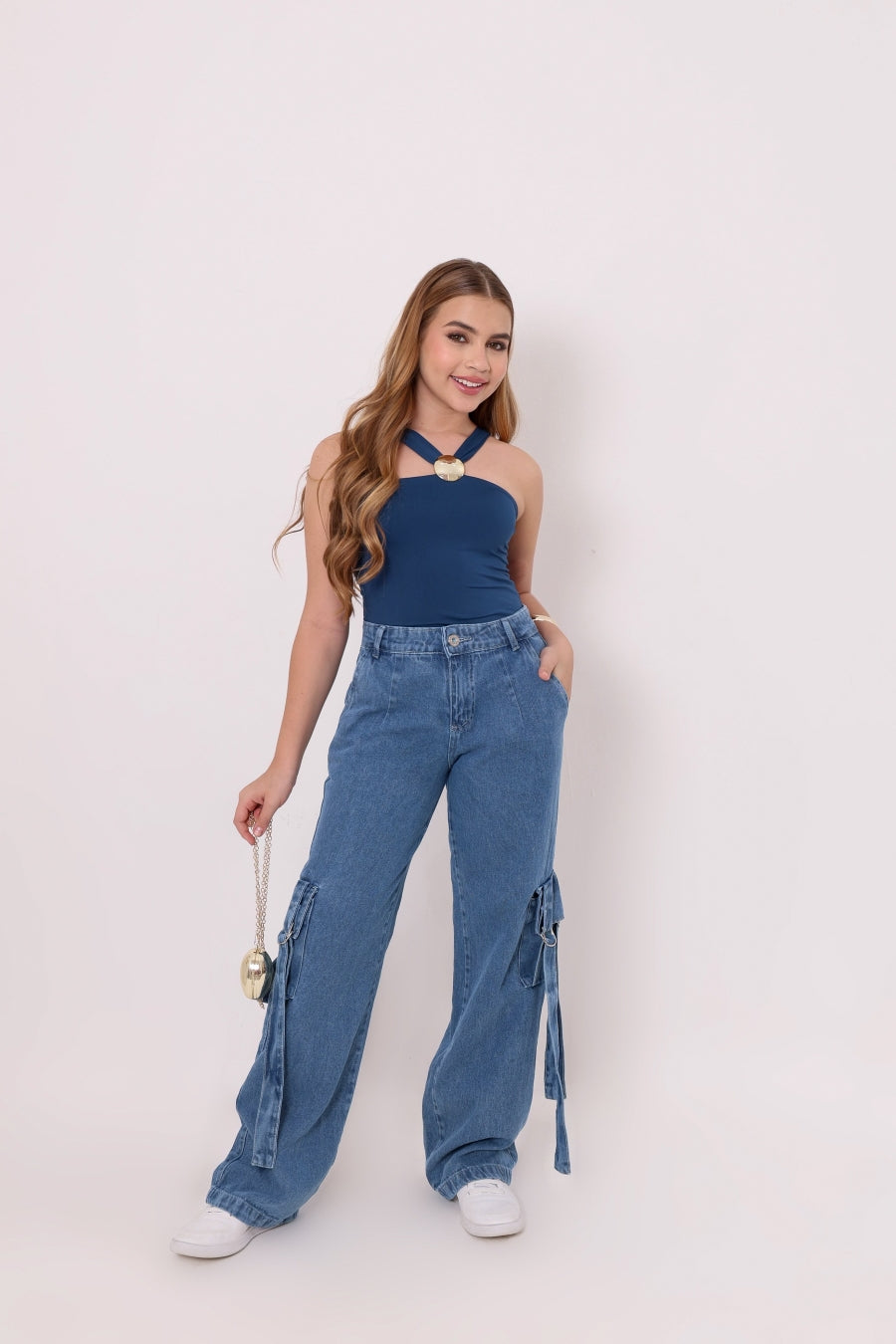 Calça Wide Leg Cargo Juvenil 075