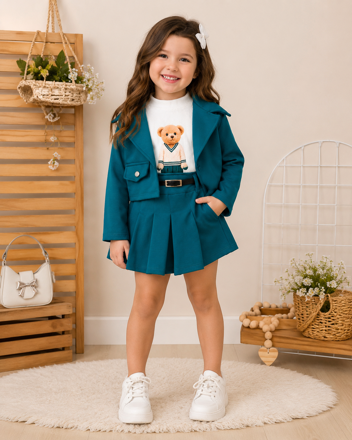 Conjunto Blazer + Short Saia- 3 cores