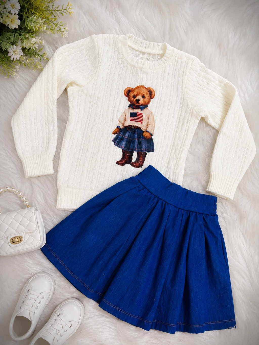 Conjunto Ursinho Clara- short embaixo da saia