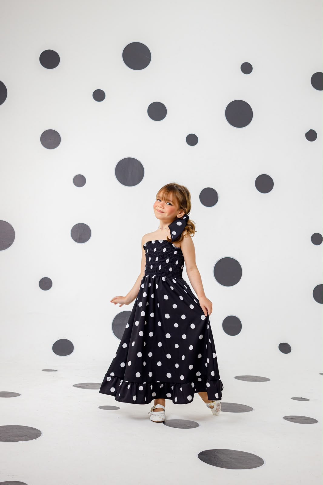 Vestido Ana - com alça e  com bandana Midi –Preto