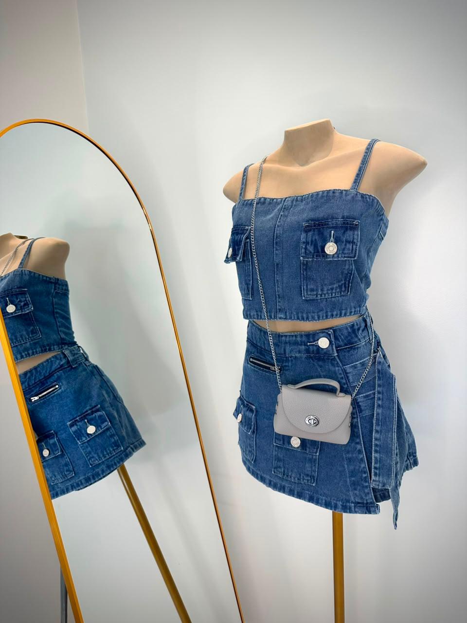 Conjunto Jeans Short-Saia Fivela | Cód. 0010