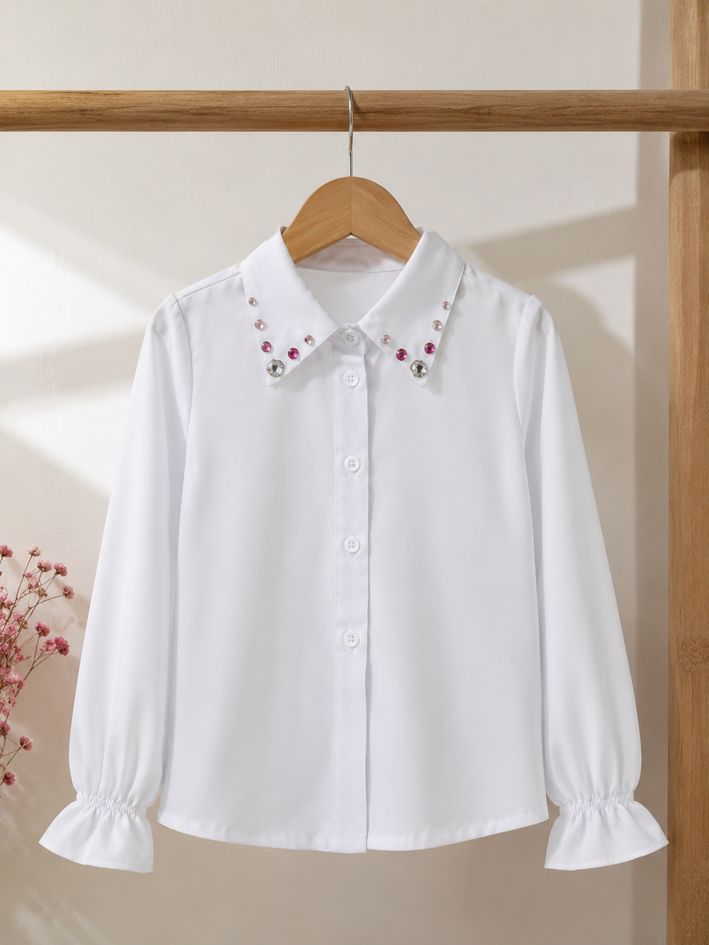 Camisa Social Infantil Gola com Pedrarias