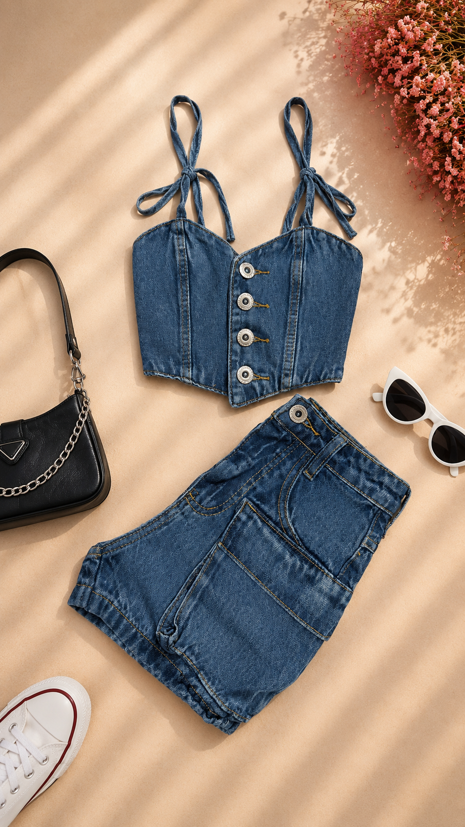 Conjunto Jeans – Short e Croped