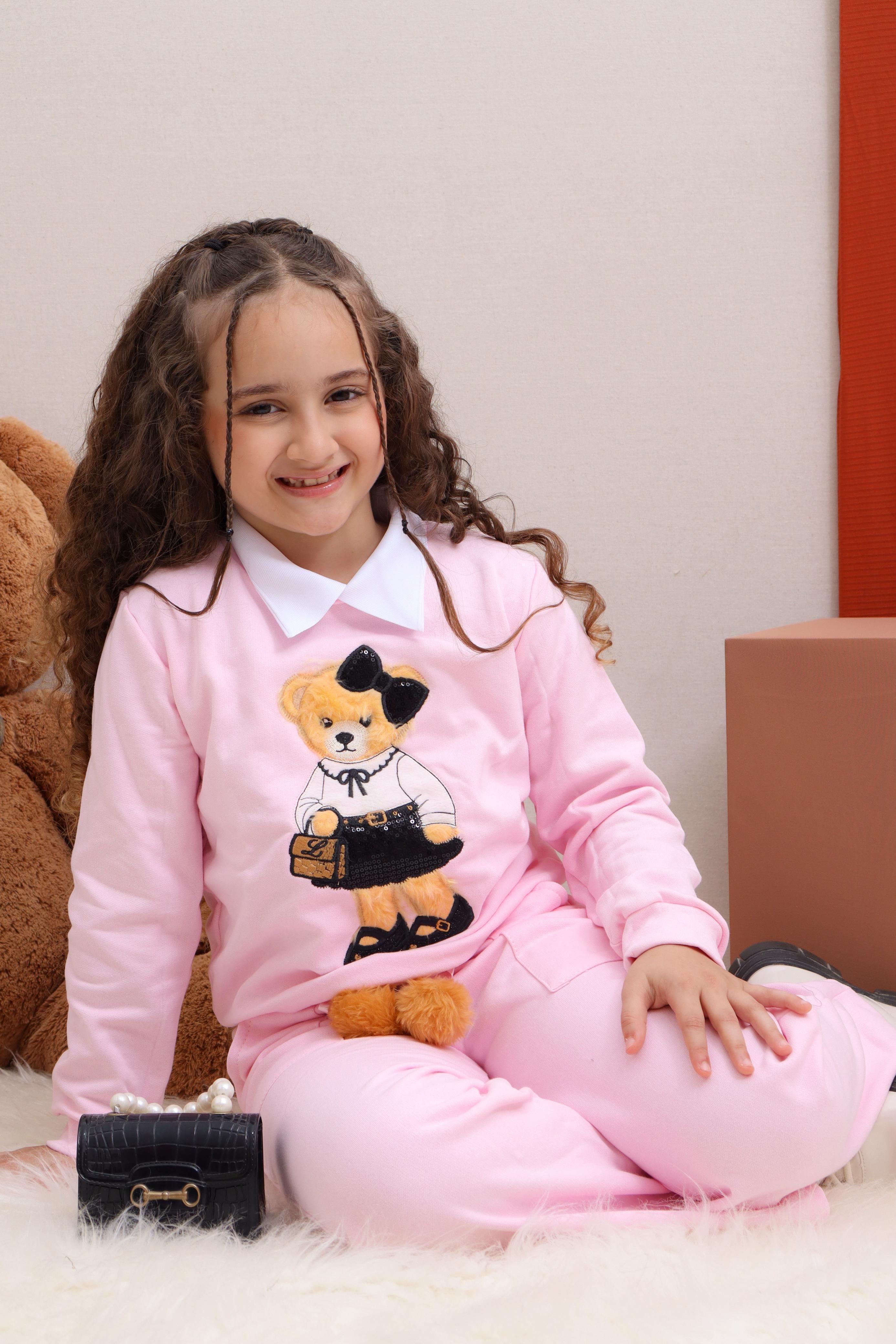 Conjunto tendência ursa rosa