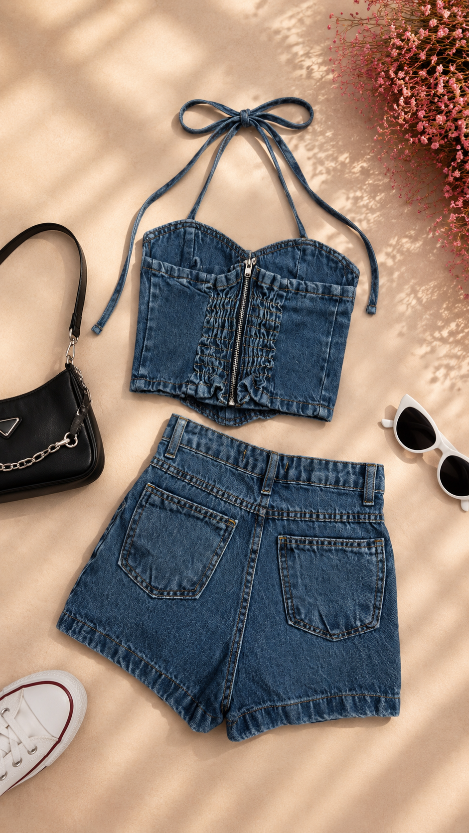 Conjunto Jeans Short Saia