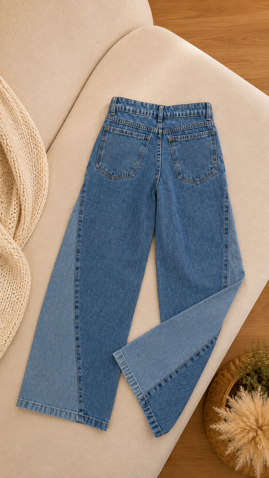 Calça jeans detalhes lateral