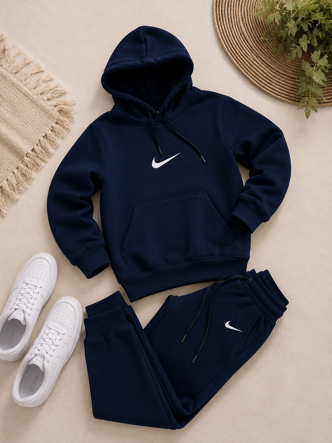 Conjunto Moletom Nike - com elástico regulável na cintura Flanelado- (azul)