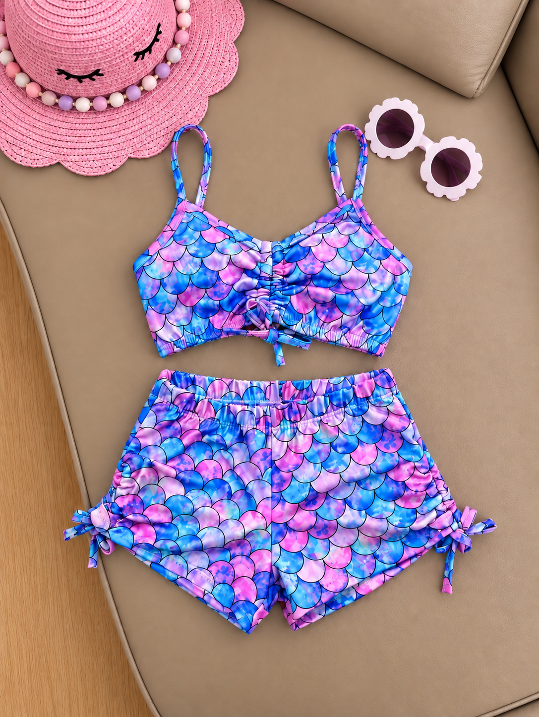 Biquíni Infantil biquíni top  com Short – Escamas Candy